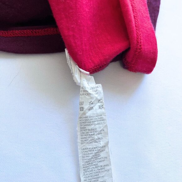 ICEBREAKER PURPLE PINK BODYFIT 200 MERINO WOOL RAGLAN SLEEVE HOODED LONG TEE TOP - Picture 11 of 11